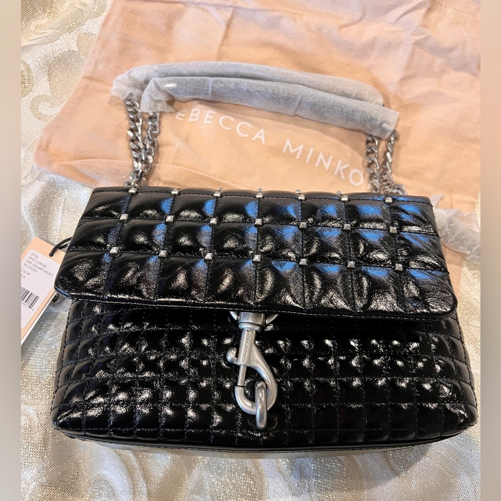 Rebecca Minkoff- Rebecca Minkoff - Edie Quilted Leather Studded Shoulder Bag - Picture 10 of 13